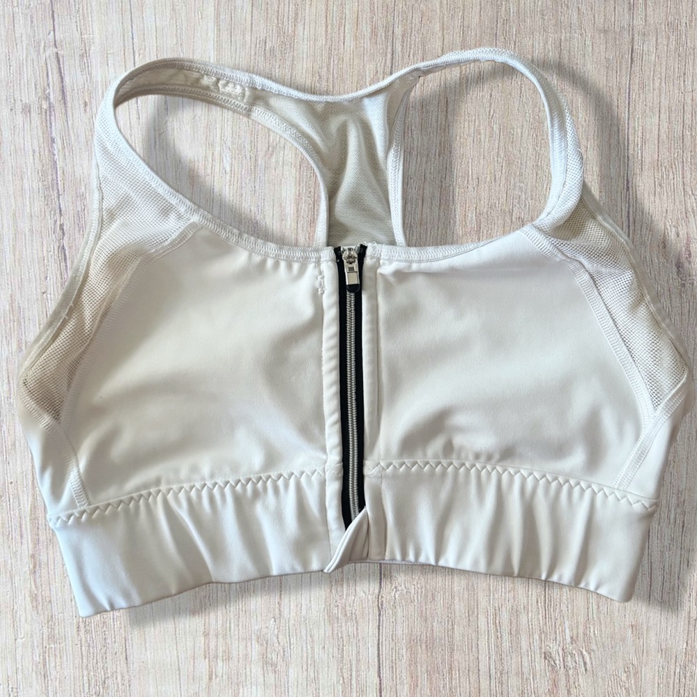 Athleta white Zip-Front Sports Bra